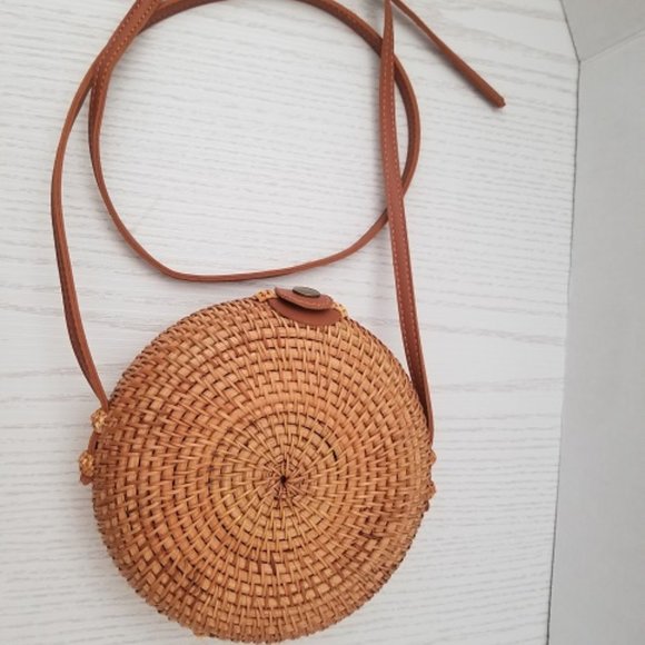 Jannock Bags Handbags - Wicker Purse Circle Straw Rattan Woven Crossbody